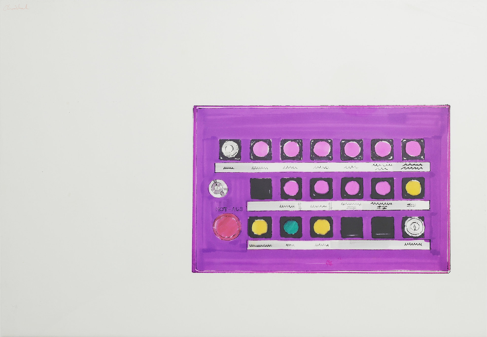 MINOL Designkonzept Waschanlagen 8, Zeichnung und Pantone Marker auf Papier,  Original unsigniert, 1992 Michael Pfister